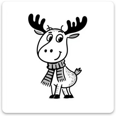 Hand drawn style moose sticker