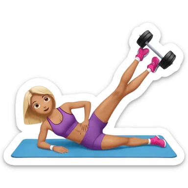 exercise mat with a figure lying and lifting legs sticker