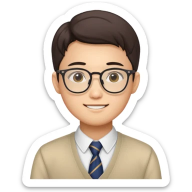 Small omega male Asian with glasses and preppy outfit  sticker
