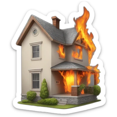 Home in fire sticker