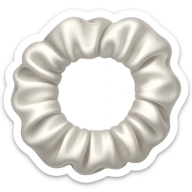 Make the white scrunchie look silkier in the style of emoji art, with no background. sticker