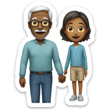 A grandfather with his daughter  sticker
