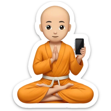 a mobile Phone covered in a monk robe in yoga position sticker