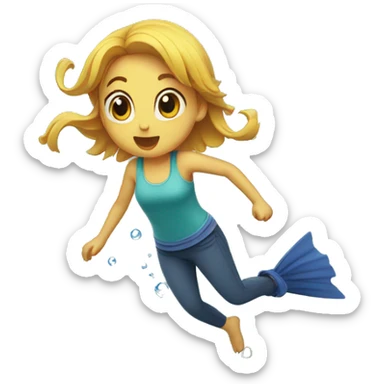 girl fish jumping out of water sticker
