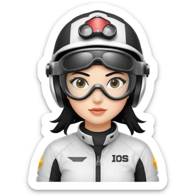 white dirt bike girl with black hair  sticker