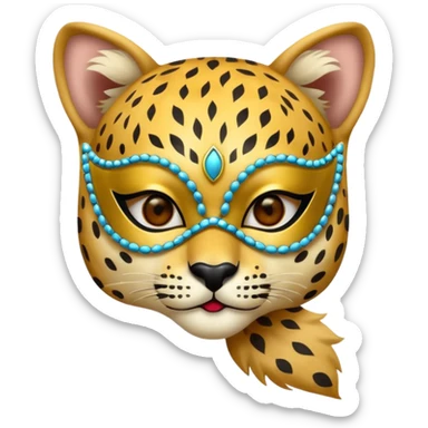 cheetah with glamorous masquerade mask sticker