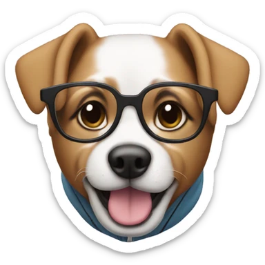 Dog wearing glasses and hoodie sticker