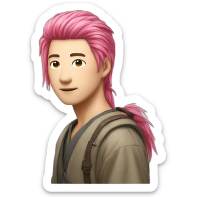 pinkhair-red-grasses-uncle?japanese sticker