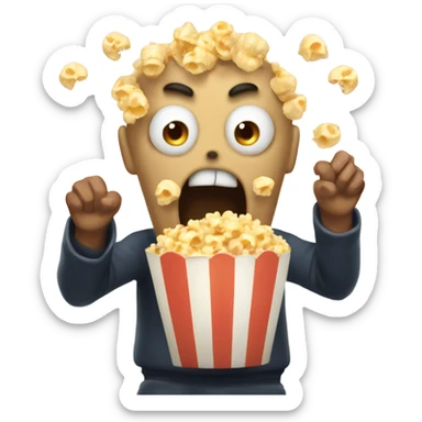 scream of munch guy with popcorns sticker