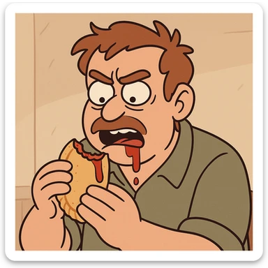 ketchup sauce Empanada the man was eating sticker