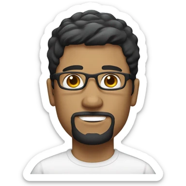 white man with short black hair, goatee and glasses  sticker