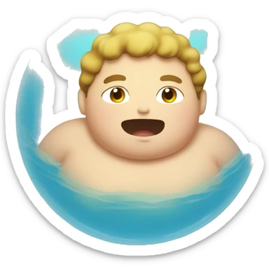 chubby boy floating in pool sticker
