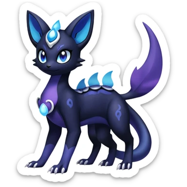 Nebulae Salandit-Meowstic-Umbreon-Fakémon-hybrid-creature (full body)  sticker