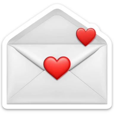 envelope with a small heart coming out sticker