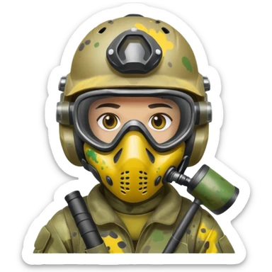 paintball player dirty with colors sticker
