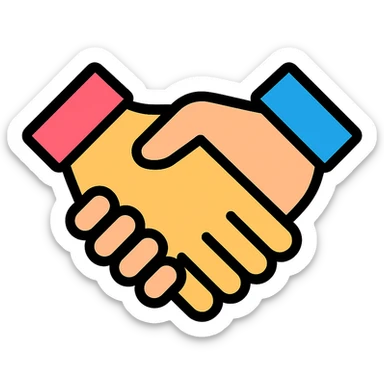 handshake icon with color and black outlines sticker
