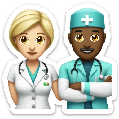 nurse male and woman next to eachother sticker