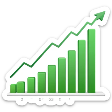 graph with line going up and the line being green sticker