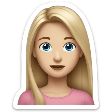 Straight brown hair girl and child with blonde hair and blue eyes sticker