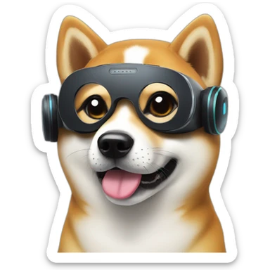 shiba inu wearing vr headset sticker
