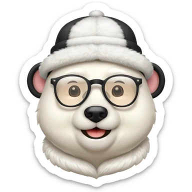  polar bear wearing glasses and a hat sticker