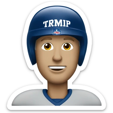 Trump wearing a blue Michigan jersey (2024) and helmet  sticker