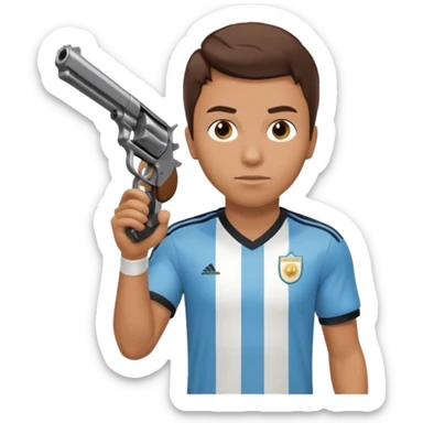 haz un turro con una biszera para atras y con un arma remera argentina pero arma de fuego que tenga un revolver  solo sticker