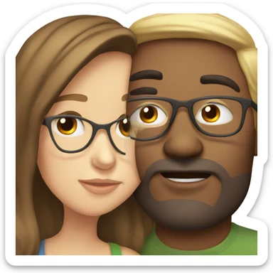 White Guy wearing glasses kissing white girl with brown hair sticker