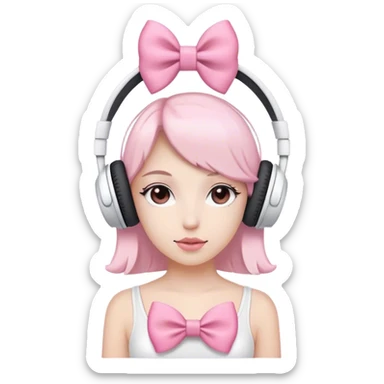 White headphones with pink bow sticker