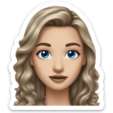 Makeup kit and a table and white girl with Brown hair blue eyes sticker