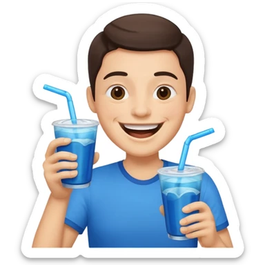 laughing face holding a double cup of blue drank sticker