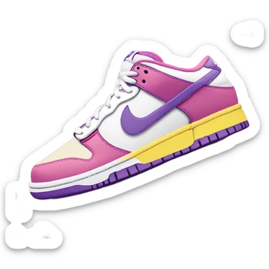 Pink purple yellow and white Nike dunks low sticker