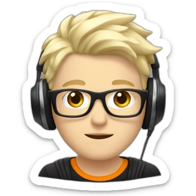 A super cool white boy with headphone and black and orange Tshirt  sticker