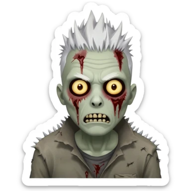spiky white haired zombie sticker