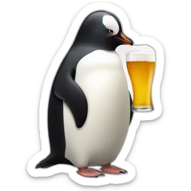 Un pingouin qui boit une bière sticker
