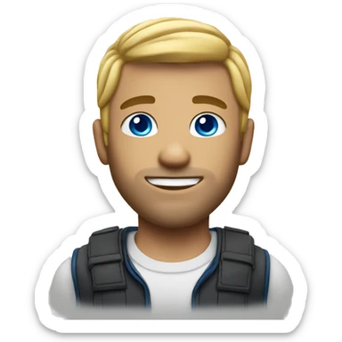 A tattooed blonde man with blue eyes  sticker