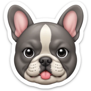 Grey French bulldog with grey eyes doing a kissy face  sticker