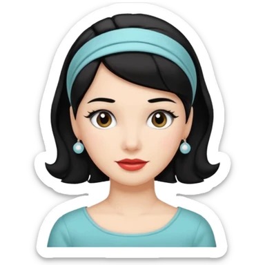 1950s black hair woman with hairnband sticker