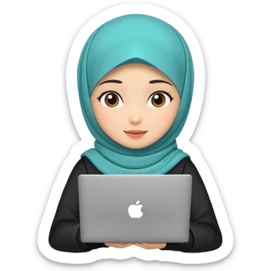 hijab cute girls with labtop sticker