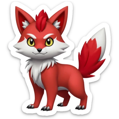 Scarley scarlet Zangoose-Litten-Zorua-chipmunk-Werewolf-Fakemon-Pokémon-creature (full body) sticker