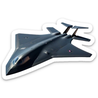 B-2 Spirit bomber - Northrop B-2 (Model Year: 2021) (Iconic colour: Stealth black) - A sleek, stealth bomber with smooth, angular contours and a matte jet-black finish. Emphasize a futuristic, minimalist design with a seamless fuselage, low-profile wings, and an overall intimidating stealth aesthetic. sticker