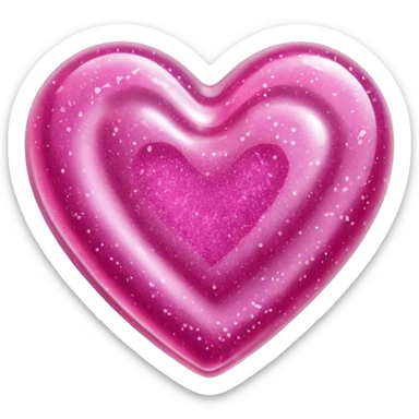 transparent pink gummy heart glitters pink sticker