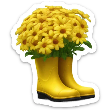 Flowers in yellow rain boot  sticker