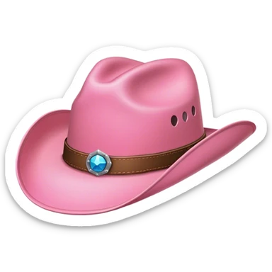 Cowboy hat emoji with a pink hat sticker