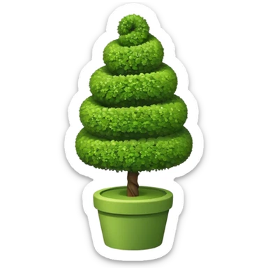 spiral topiary tree emoji, green spiral shaped bush, garden art tree, cute emoji style, sticker