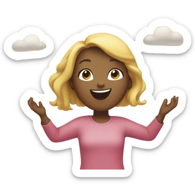 Girl making rainbow with hands above head with “Bridgewater” written in it sticker