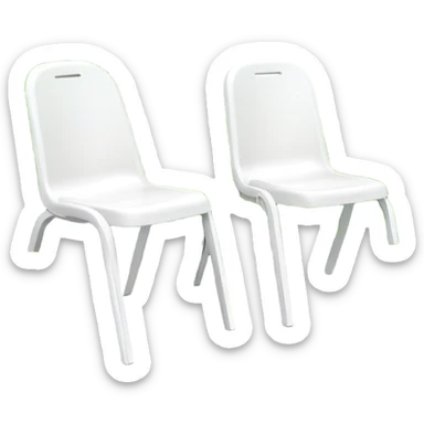 2 white Plastic chairs amongst plants sticker