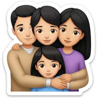 Black haired girl being hugged by family members sticker