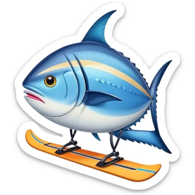 Skiing tuna fish sticker