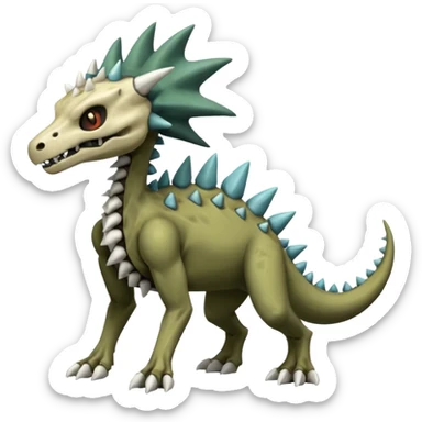 Skeletal Cubone-Salandit-Electrike-Zygarde-Marowak-Poochyena-Litten-Fakémon-hybrid-creature (full body), 4 legs sticker